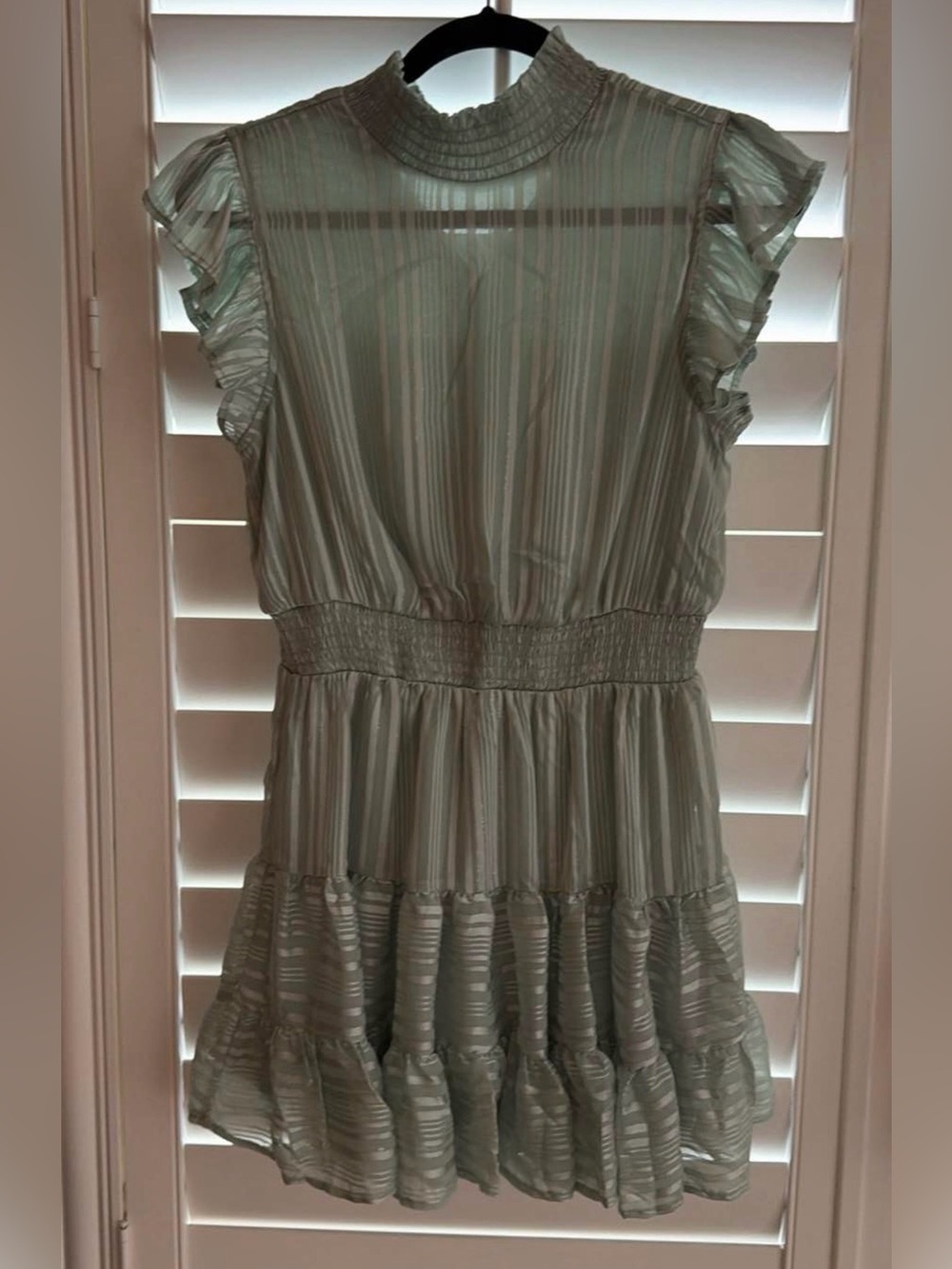 Light Green Ruffled Tiered Womens Dress